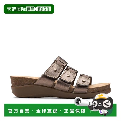 自营Clarks Calenne Lily in Metallic Leather - bronze metalli