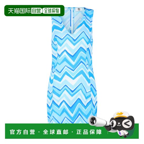 自营m missoniZigzag Print Mini Dress - blue white 美国奥莱直