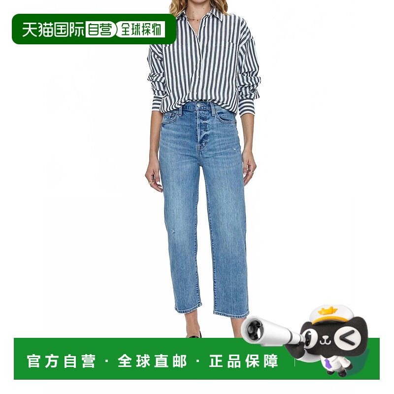 自营pistola剑桥复古Cassie Crop高腰直筒牛仔裤-剑桥复古 美国奥