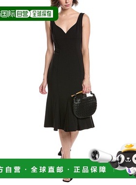 自营 black halo黑色Halo Ashlyn Godet Midi连衣裙-黑色 美国奥