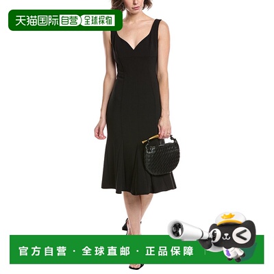 自营 black halo黑色Halo Ashlyn Godet Midi连衣裙-黑色 美国奥