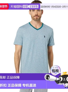自营u.s. polo assn.美国马球协会T恤男式M码莱茵贝克蓝灰色短袖V