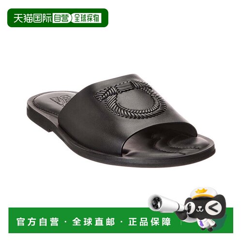 自营salvatore ferragamoFerragamo Lionel皮革滑梯-黑色 美国奥