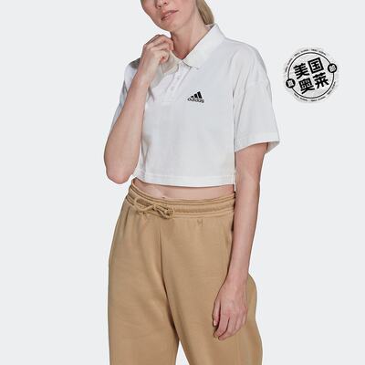 Adidas/阿迪达斯 女士 Cropped Pique Polo 衫 白色 【美国奥莱】