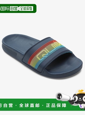 自营Quiksilver Rivi Wordmark AQBL100582儿童凉鞋蓝色滑套JOBB1