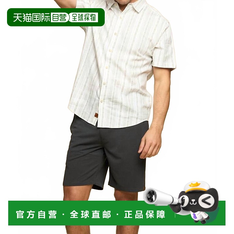 自营 fundamental coastBondi亚麻条纹短袖上衣留胡子 美国奥莱直