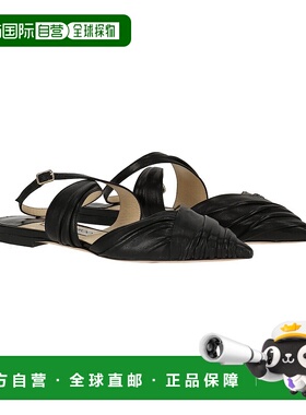 自营 Jimmy Choo Basil皮革平底鞋-黑色 美国奥莱直发新款凉鞋