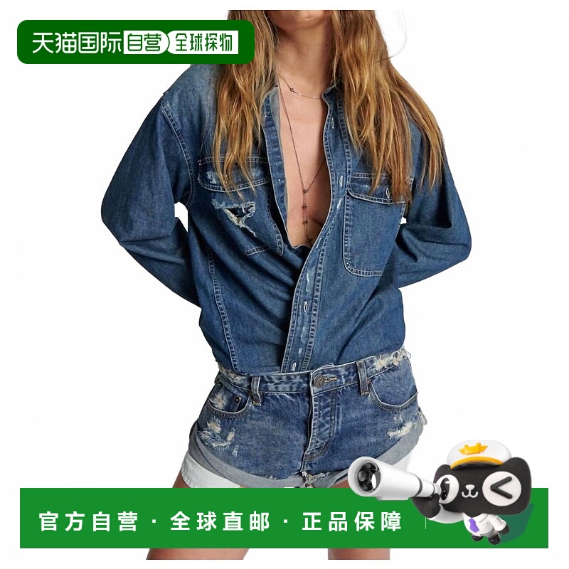 自营one teaspoonBandits Low Waist Denim Shorts In Used Blue