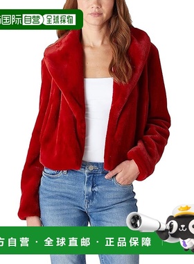 1h可退 香港直邮潮奢 blank nyc 女士 人造皮草短款夹克 red红色