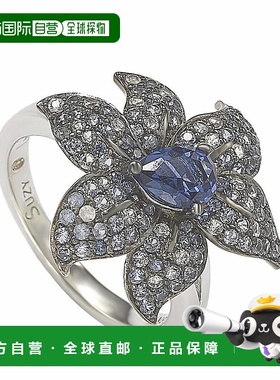 自营 Suzy Levian 纯银蓝宝石和钻石口音异国花卉戒指 - 蓝色 美