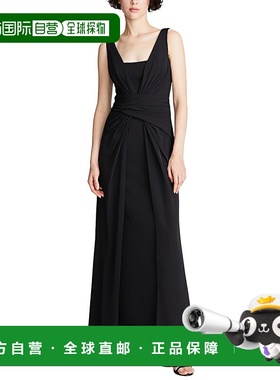 自营 Halston Erica流体绉纱礼服-黑色 连衣裙新款美国直发奥莱