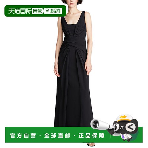自营 Halston Erica流体绉纱礼服-黑色 连衣裙新款美国直发奥莱