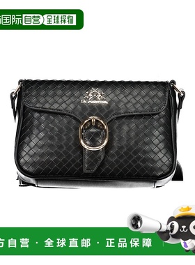 自营La Martina 优雅单肩包，配以撞色女士细节 - 黑色 美国奥莱