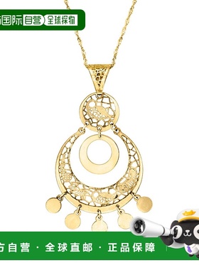 自营 Ross-Simons 意大利 14kt 黄金花丝吊坠项链 - 黄色 美国奥