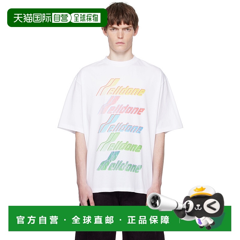 1h可退 香港直邮潮奢 We11Done 男士 白色 Multi Rainbow Logo T