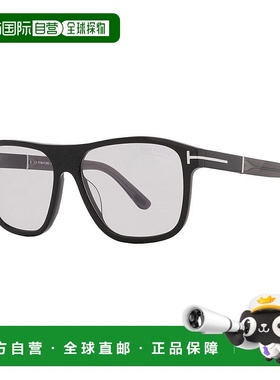 自营Tom Ford方形全边太阳镜，闪亮的黑色镜架和烟镜Ft108101A-黑