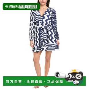 蓝色 自营 褶皱缎面迷你连衣裙 Liv 美国奥莱直发 Milly