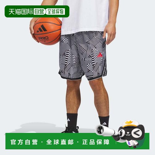 自营阿迪达斯男款adidas CRAZY LITE WRAP AOP短款黑色 美国奥莱