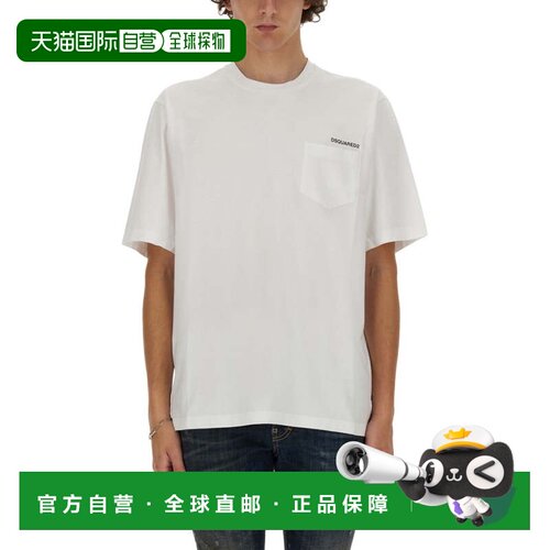 自营dsquared2Graphic Print Relaxed Fit Cotton T-Shirt - whit
