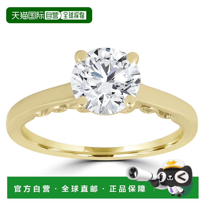自营 pompeii31 克拉钻石圆形明亮式切割单石订婚戒指 14k 黄金 -