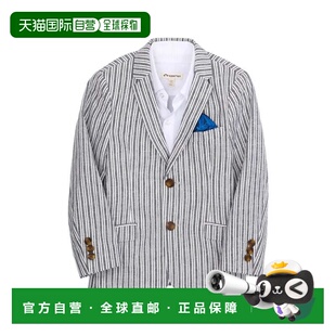 自营Boys Appaman Sports Blazer Navy Striped Two-Button Jacke
