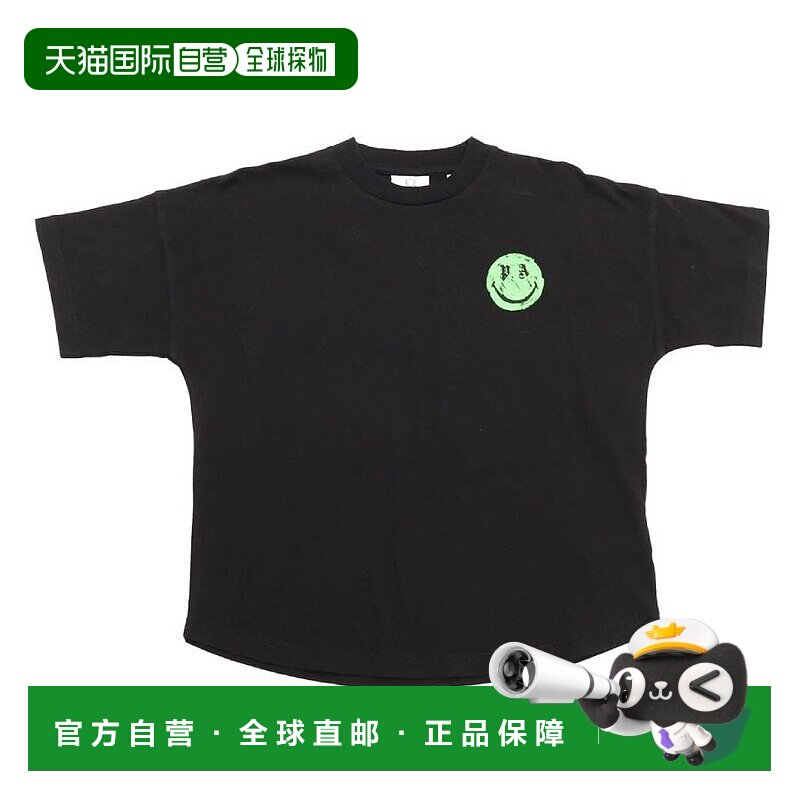自营palm angels棕榈天使儿童X笑脸标志棉质T恤-黑绿色 美国奥莱