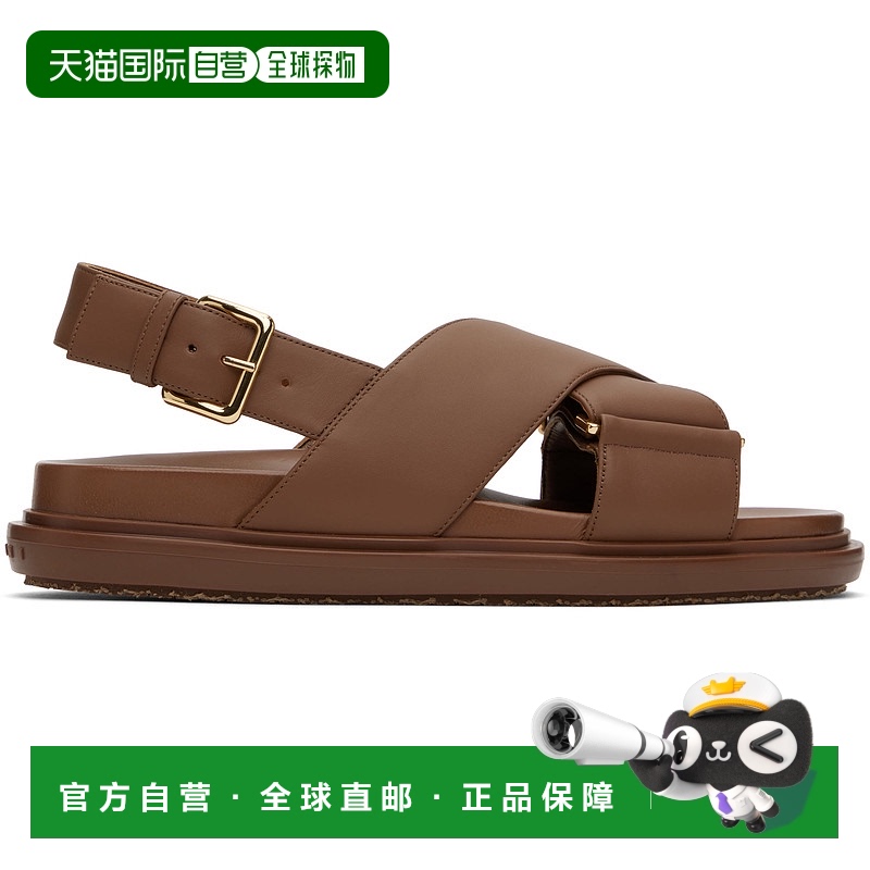 1h可退 香港直邮潮奢 Marni 玛尼 女士 棕色 Fussbett 凉鞋 FBMS0
