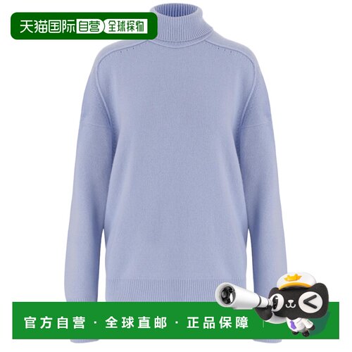 美国直邮自营carven浅蓝色罗纹大高领羊绒衫-蓝色 美国奥莱直发