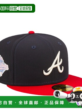 自营 New Era 59Fifty MLB 亚特兰大勇士队流行运动衫海军蓝/紫色