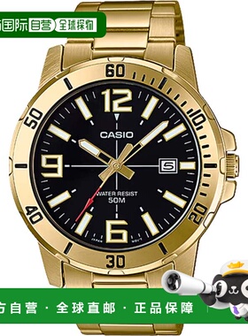 自营Casio Men’s Black Dial Analog Watch with Gold Tone Brac