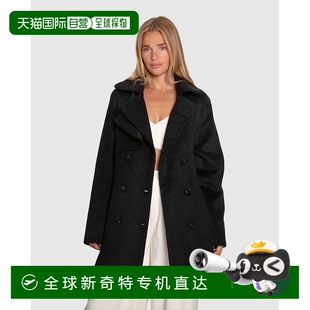 belle bloom想要被爱 自营 美国奥莱直发 羊毛混纺大衣 黑色