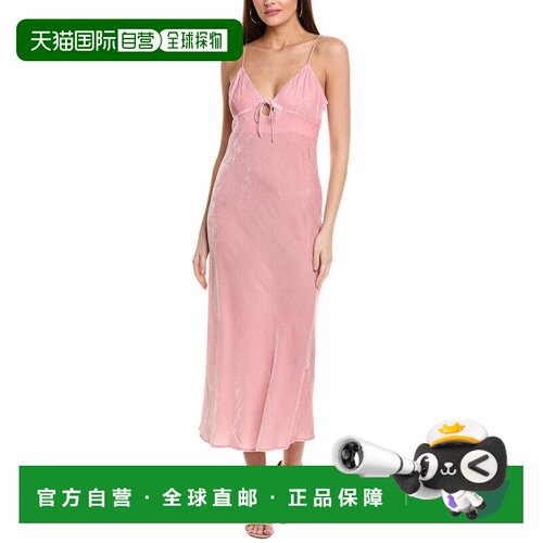 自营susana monaco丝绒斜切丝绸混纺迷笛连衣裙-粉红色 美国奥莱