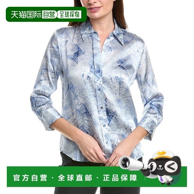 自营l'agenceL’AGENCE Dani 3/4-Sleeve Silk Blouse - blue 美