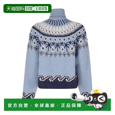 自营alanui甜美的冬季提花新羊毛高领毛衣-蓝色 美国奥莱直发