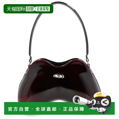 自营dieselBordeaux Glossy Sculptural Shoulder Bag - black 美