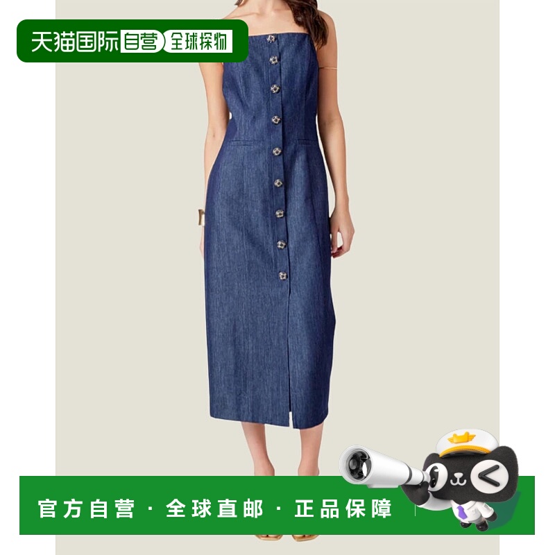 自营endless roseDenim Midi Dress In Dark Wash - dark wash 美