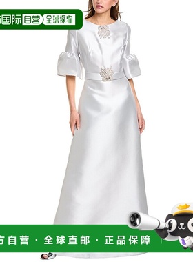 自营Reem Acra Trumpet Half-Sleeve Caftan - silver 美国奥莱直