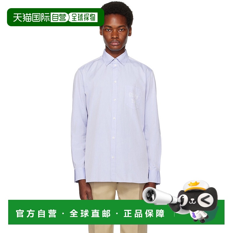 1h可退 香港直邮潮奢 GOLDEN GOOSE 男士 蓝色刺绣衬衫 GMP00246P