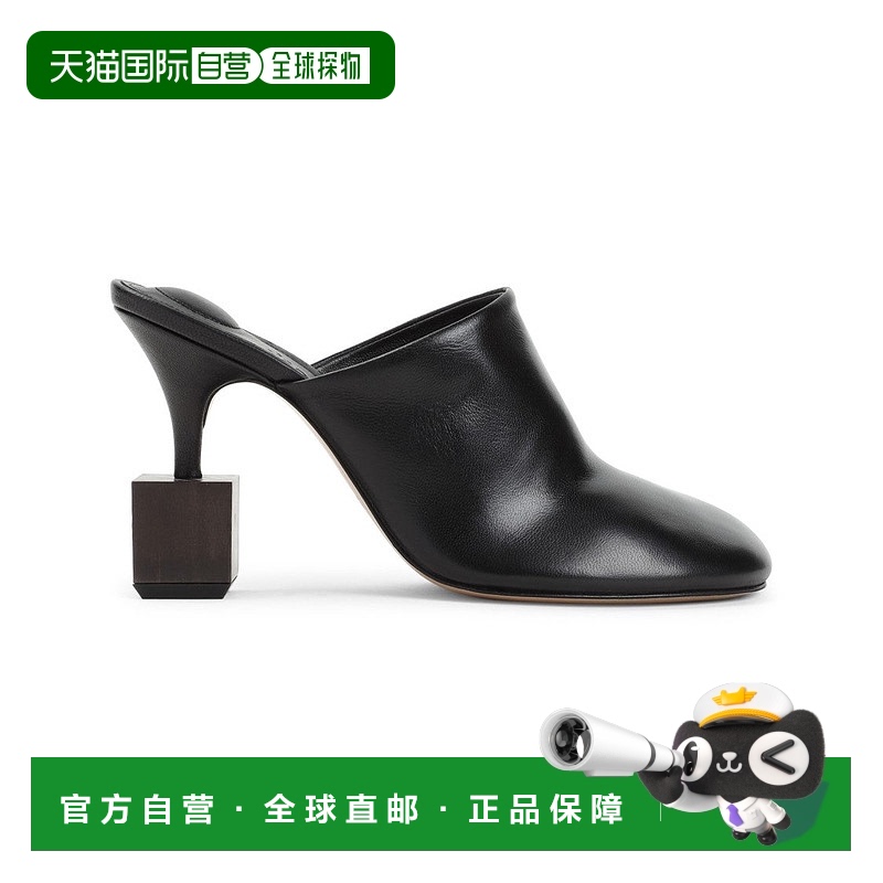 自营jacquemus纳帕皮革拖鞋,块跟设计-黑色 【美国奥莱】直发