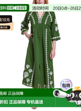 自营Jude Connally Clementine亚麻混纺长裙-绿色 美国奥莱直发