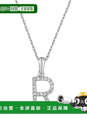 自营 sabrina14k 白金和钻石初始项链 - 白色 r 美国奥莱直发礼物