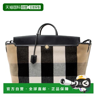Society whit 自营Burberry Check beige black Tote Wool
