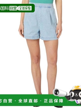 自营Madewell Clean Shorts Women's  Blue Cotton Slash Pockets