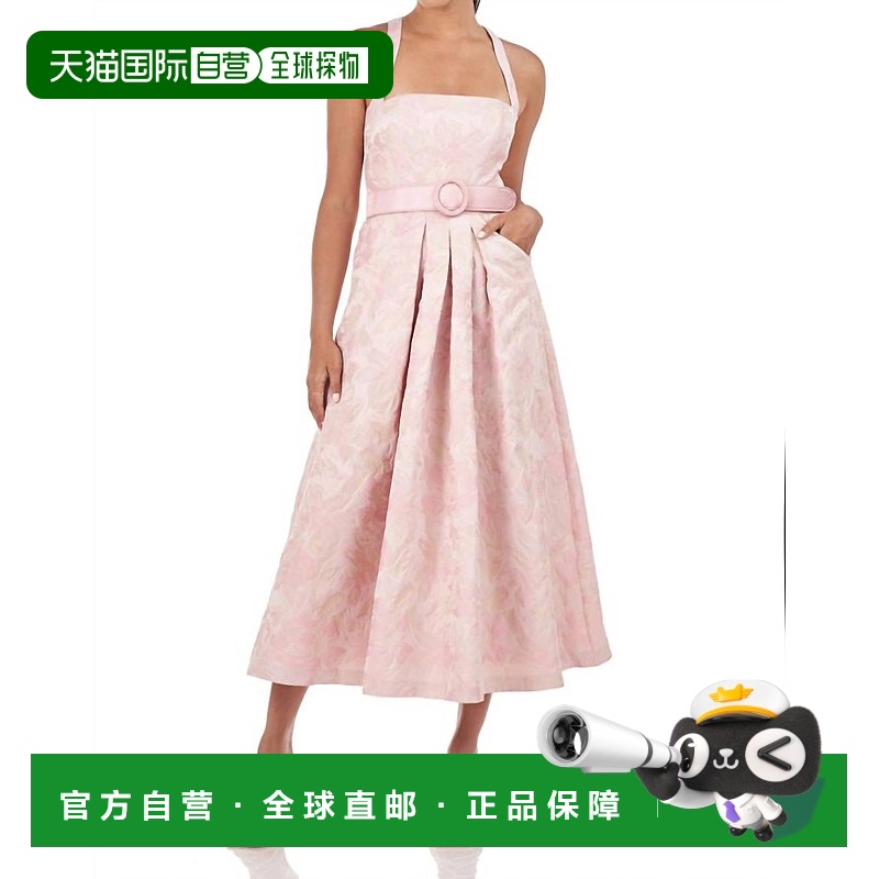 自营 kay unger摩根娜茶长连衣裙，粉红色/淡紫色 美国奥莱直发