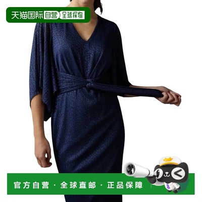 自营joseph ribkoffDrapped Sleeve Dress In Navy - navy 美国奥