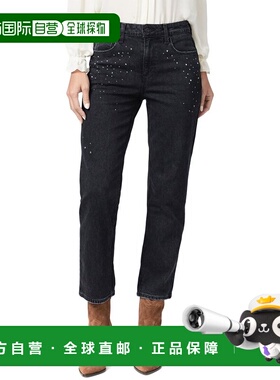 自营PAIGE Noella Straight Black Quartz Embellished Jean - bl