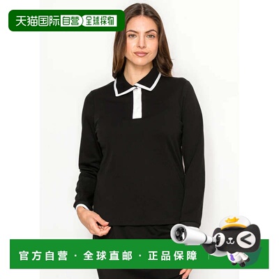 自营yal new yorkBlack Polo Style Long Sleeve Tee - black 美