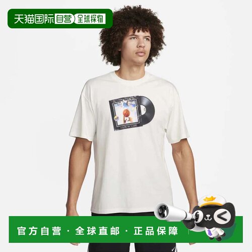 自营Nike Max90篮球t恤男士白色图形印花棉质宽松SRT697-白色 美
