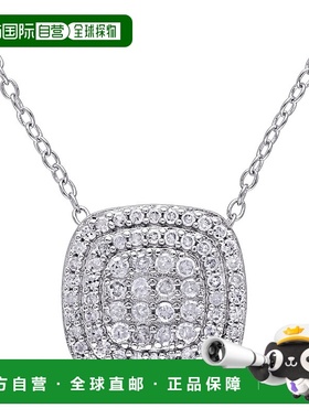 自营 925 纯银 Mimi & Max 1/2 克拉 TDW 钻石分层光环吊坠配链 -