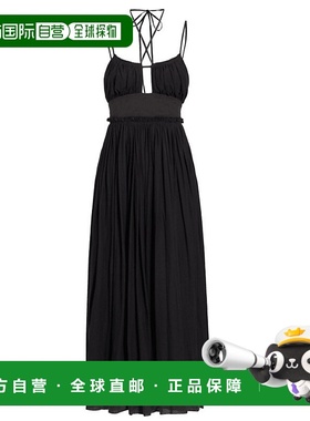 自营 Ulla Johnson 女士 Freya 镂空棉质平纹针织中长连衣裙 黑色